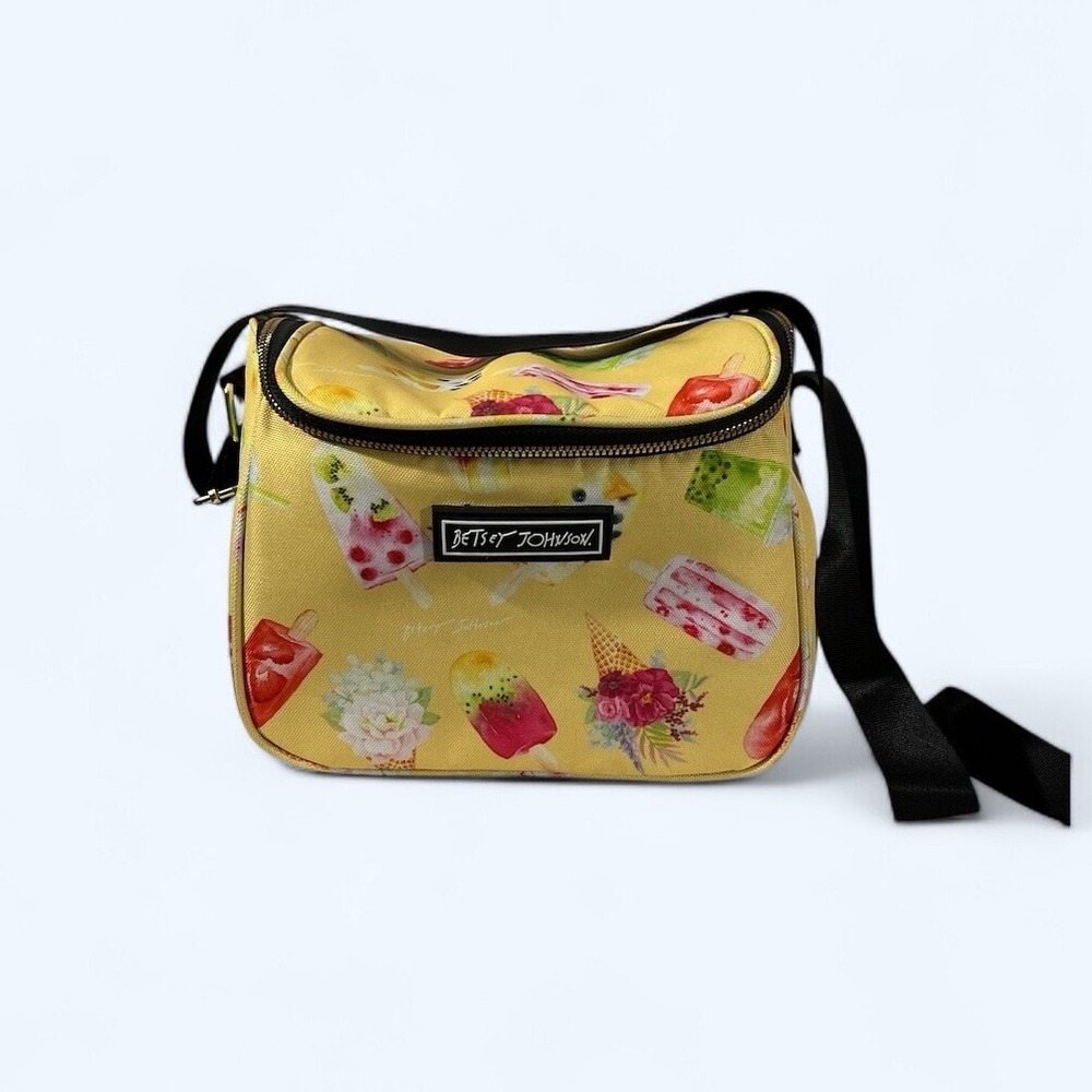 Betsey Johnson Sweet Treat Cooler Lunch Tote Insulated  Bag Strap Zip Yellow